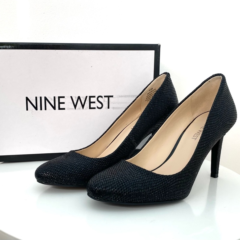 Nine West Handjive Black Reptile 6.5 M Original Box